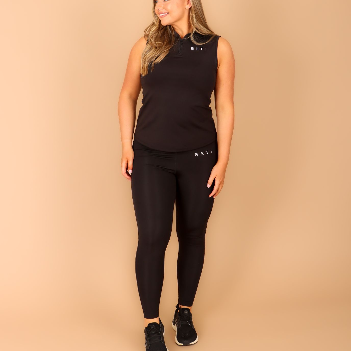 A zoomed out shot of the always black high waisted leggings, highlighting that fashion does not need to compromise on comfort, ethics, style or price.